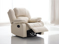 Sillón reclinable tapizado efecto cuero 105 x 95 x 105 cm - beige - diseño acolchado con reposapiés extensible
