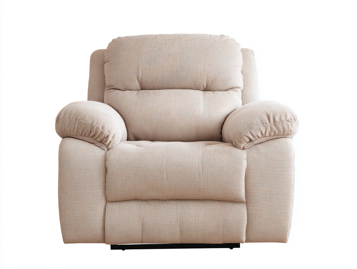 Sillón reclinable de tejido texturizado 100x95x105 cm - Beige claro - Acolchado amplio para salón