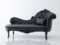 Chaise longue tapizada de terciopelo 180 x 75 x 100 cm - negro - diseño clásico capitoné con estructura tallada