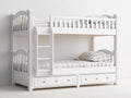 Litera de madera 200x100x180 cm - Blanco - Con escalera y 2 cajones para dormitorio infantil