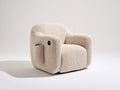 Sillón reclinable de tejido bouclé 90 x 88 x 98 cm - beige - respaldo envolvente con mando lateral y bolsillo
