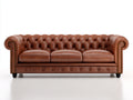Sofá 3 plazas de cuero 220 x 90 x 78 cm - marrón - diseño Chesterfield con respaldo capitoné