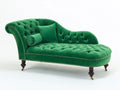 Chaise longue de terciopelo 195x90x92 cm - Verde - Capitoné clásico con tachuelas decorativas para salón