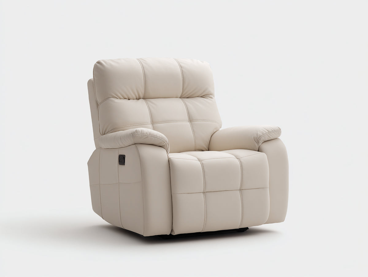 Sillón reclinable tapizado efecto cuero 100 x 94 x 103 cm - crema y negro - reclinación manual con respaldo acolchado