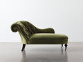 Chaise longue de terciopelo 180 x 78 x 86 cm - verde oliva - capitoné clásico