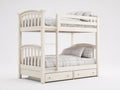 Litera de madera 205 x 105 x 165 cm - blanco crema - dos cajones y escalera integrada