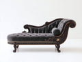 Chaise longue de terciopelo 185 x 75 x 100 cm - gris oscuro - capitoné con estructura tallada