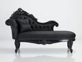 Chaise longue tapizada 190 x 75 x 105 cm - negro - diseño clásico con capitoné y estructura ornamentada