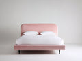 Cama doble tapizada 205 x 160 x 110 cm - rosa - cabecero acolchado y patas negras