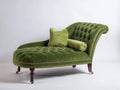 Chaise longue de terciopelo 175 x 85 x 95 cm - verde oliva - capitoné clásico con tachuelas decorativas