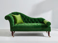 Chaise longue de terciopelo 205x90x92 cm - Verde oscuro - Capitoné clásico con tachuelas para salón