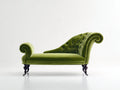 Chaise longue de terciopelo 175 x 75 x 95 cm - verde oliva y madera oscura - diseño clásico capitoné con brazos enrollados