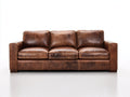 Sofá 3 plazas de cuero 215 x 90 x 85 cm - marrón cognac - diseño clásico con asiento acolchado