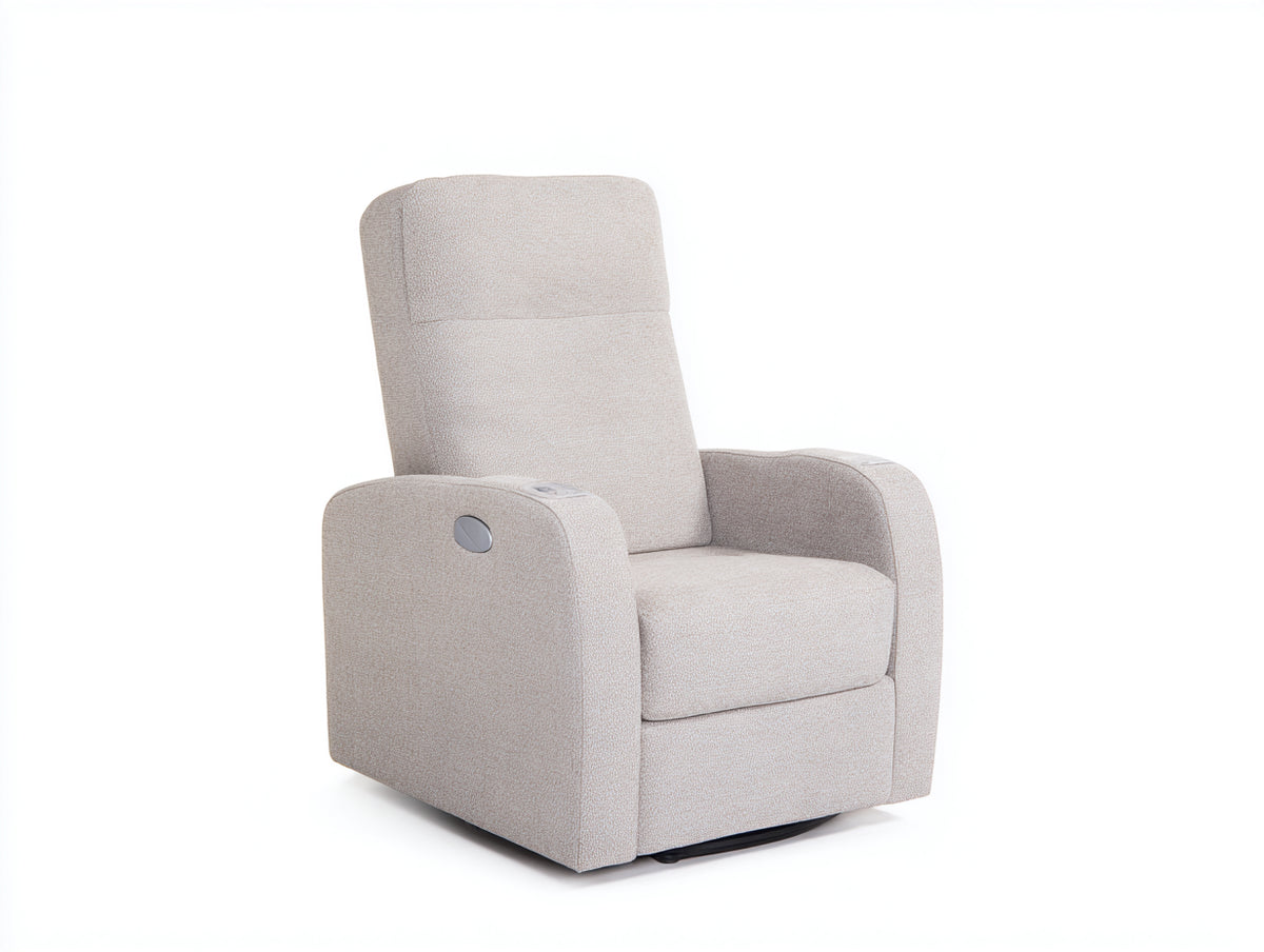 Sillón reclinable de tejido texturizado 86x92x108 cm - Beige claro - Respaldo alto y control lateral para salón