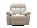 Sillón reclinable tapizado efecto cuero 100 x 95 x 105 cm - beige - diseño acolchado con respaldo alto y brazos anchos