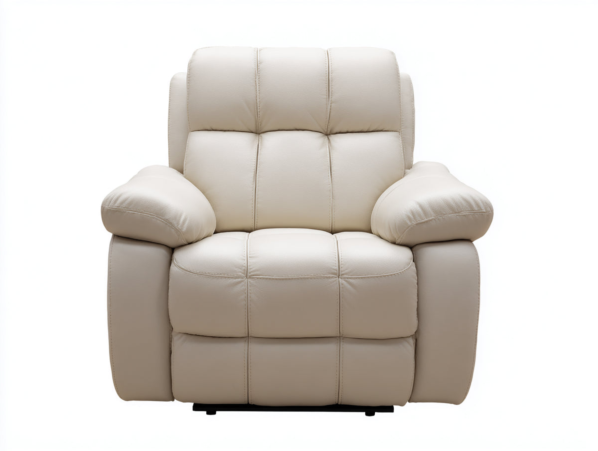 Sillón reclinable tapizado efecto cuero 100 x 95 x 105 cm - beige - diseño acolchado con respaldo alto y brazos anchos
