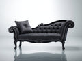 Chaise longue de tejido jacquard 190 x 78 x 92 cm - gris antracita y negro - capitoné clásico con estructura ornamentada