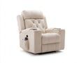 Sillón reclinable tapizado 92 x 90 x 108 cm - beige - respaldo acolchado con portavasos y bolsillo lateral