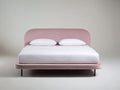 Cama doble tapizada 215 x 168 x 100 cm - rosa y negro - cabecero curvo de diseño moderno