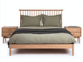 Cama doble de madera 200x160x110 cm - marrón - cabecero de barrotes - diseño natural minimalista