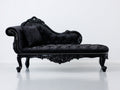 Chaise longue tapizada 185x75x90 cm - negro - estructura de madera tallada - diseño clásico ornamentado