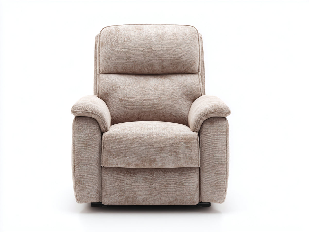Sillón reclinable de tejido 92 x 90 x 105 cm - beige y negro - respaldo alto y reposapiés integrado