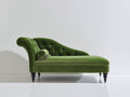 Chaise longue de terciopelo 180 x 75 x 95 cm - verde oliva - respaldo capitoné y patas de madera